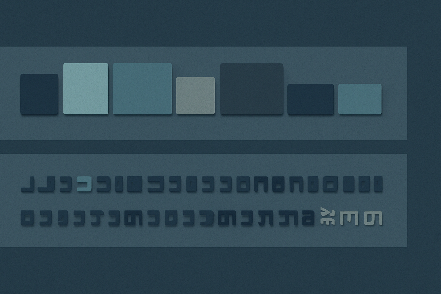 Two horizontal strips comparing the same sentence's tokenization in two languages: the top strip in a Latin script with a few medium colored blocks, the bottom strip with many smaller blocks suggesting higher token count per character.
