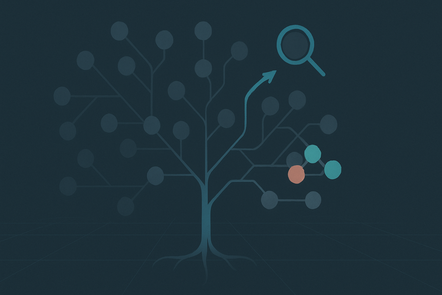 Schematic of a software dependency tree being scanned, with a few transitive nodes flagged as reachable and most dimmed as unreachable, feeding a fix-PR arrow back to the trunk.